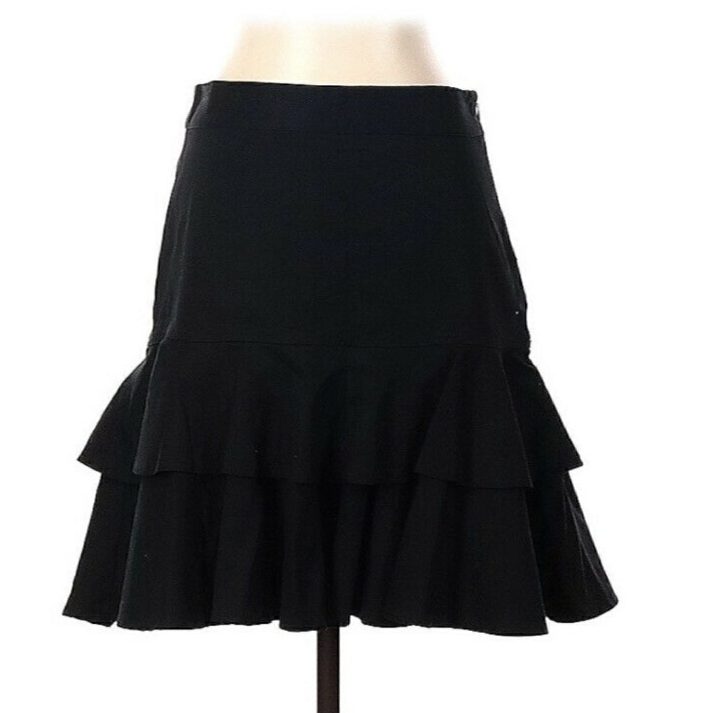 Club Monaco‎ Sz 2 Women’s Black Two Tiered Ruffled Skirt
